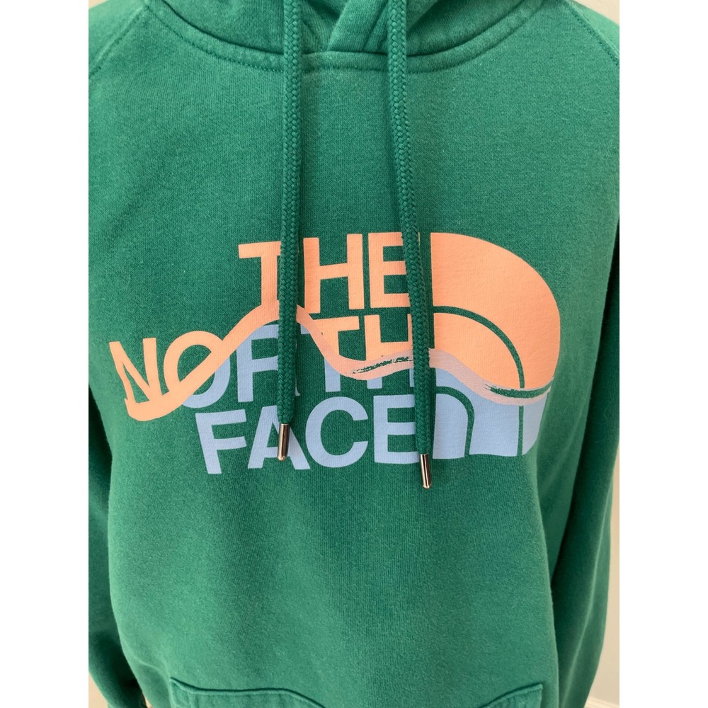 The North Face Womens Green Circular Design Graphic Logo Fleece Hoodie XL - Picture 2 of 7